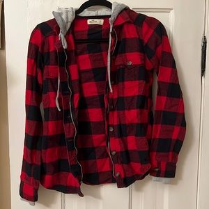 Hollister Flannel Zip-Up with Hoodie — Like New